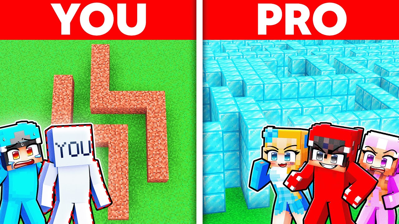 Minecraft YOU Vs PRO: GIANT MAZE BUILD CHALLENGE!