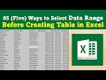 👉 Five Ways to Select Data Range Before Creating Table in Excel