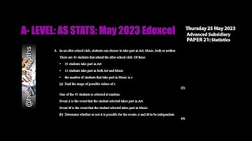Q3 Venn Diagrams AS Sats May 2023 Edexcel