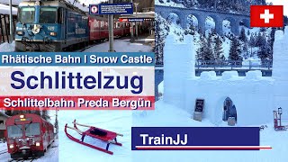 4K RhB Schlittelzug Bergün - Preda | SCHLITTELBAHN Preda - Bergün | Rhaetian Railway Switzerland