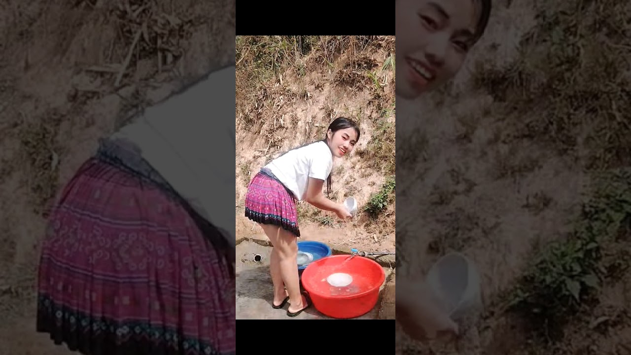 Today's routines♥️a cute girl is washing,