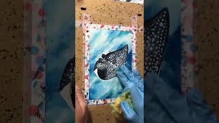 Dotting spotted eagle ray ⚫️⚪️⚫️ акварель watercolor process underwaterlife  eagleray