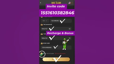 BDG game invite code🙏BDG game ko is invite code sa ragister karna par recharge & Bonus milta h#new💸👍