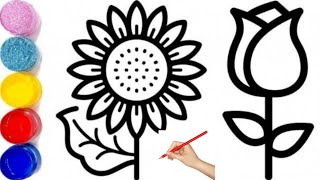 how to draw flower | coloring and drawing for kids and toddlers | flower | rose