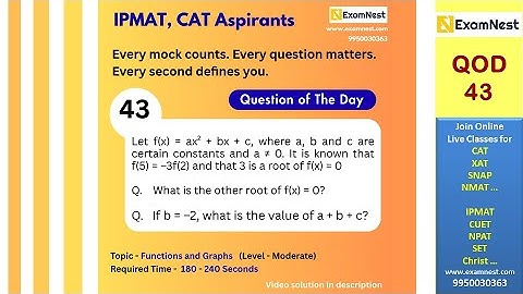 Question of the Day - 43 | Functions & graph | Moderate | CAT | IPMAT | NMAT