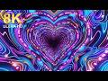 8K 🩵❤️ Love heart tunnel  🩵❤️ - Valentine Abstract Neon Background - 5 hour (no sound)