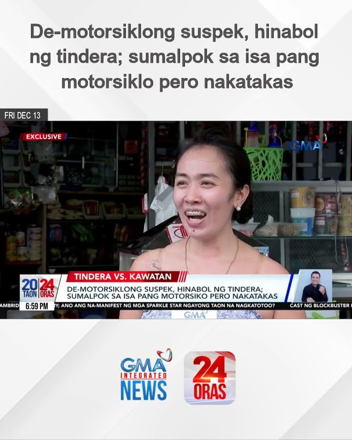 De-motorsiklong suspek, hinabol ng tindera; sumalpok sa isa pang motorsiklo pero nakatakas | 24 Oras