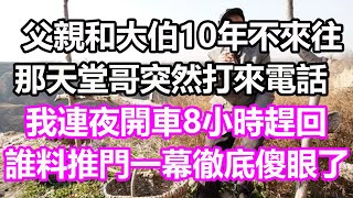 父親和大伯10年不來往那天堂哥突然打來電話我連夜開車8小時趕回誰料推門看見一幕徹底傻眼了#淺談人生#民間故事#為人處世#生活經驗#情感故事#養老#花開富貴#深夜淺讀#幸福人生#中年#老年