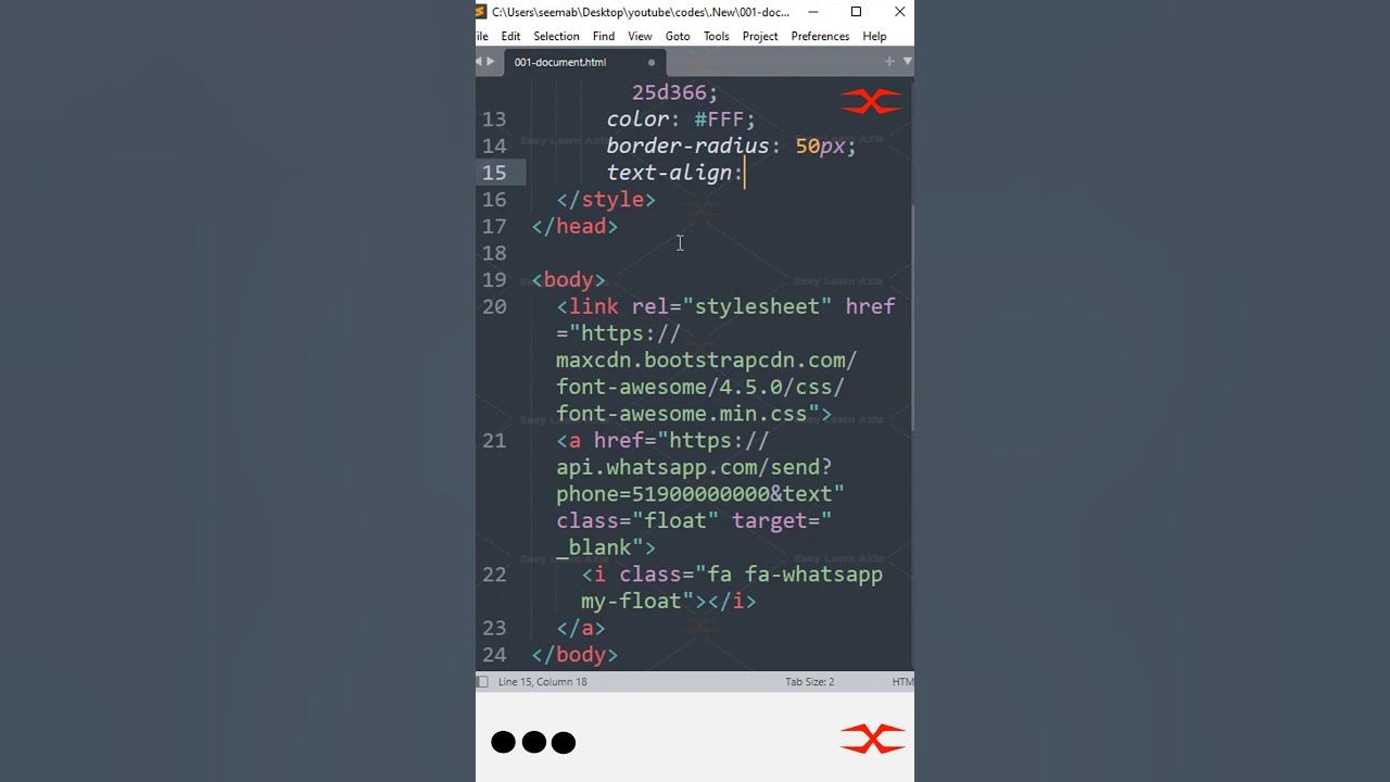 WhatsApp Floating Button | HTML CSS - YouTube