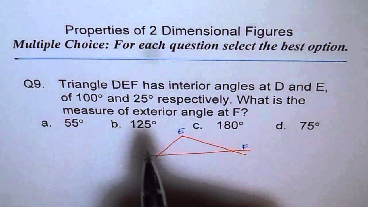 Exterior And Remote Interior Angles Q9