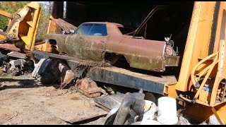 car crusher crushing cars 11 1969 cadillac sedan deville