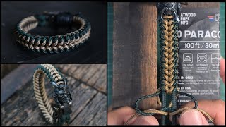 HOW TO MAKE MODIFIED SANCTIFIED KNOT PARACORD BRACELET WITH BEAD AND SHACKLE USING 275 CORD.