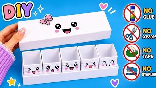 How to make paper organiser box | Aesthetic Kawaii Organizer Box💖 No Glue No Tape Origami Craft Idea