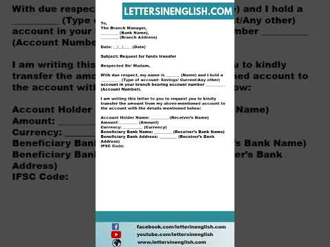 Request Letter To Bank For Fund Transfer - Letter Requesting Transfer Of Funds