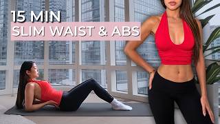 Hourglass Abs Belly Burn Pilates in 15 min for a Slim & Tiny Waist | no equipment