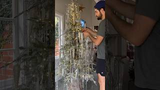 Viral Tinsel Tree DIY 🎄 #holiday #tinseltree #christmas
