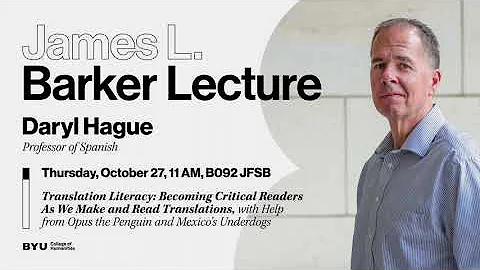 James L. Barker Lecture 2022: Professor Daryl R. H...