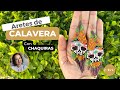 💀 ARETES DE CALAVERA con Chaquiras 💀 - Aretes de Flecos  ✨ Brick Stitch Doble Paso a Paso ✅