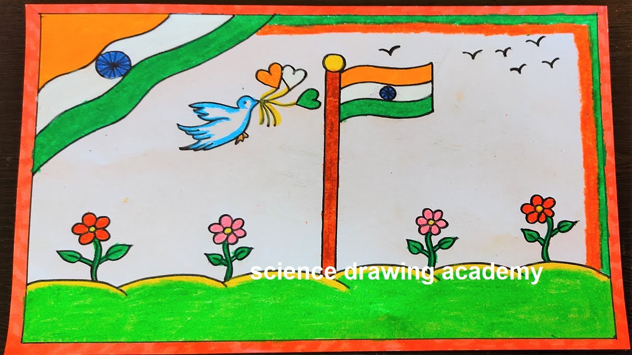 republic day Indian national flag hoisting drawing - YouTube