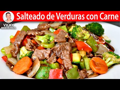 SALTEADO DE VERDURAS CON CARNE | Vicky Receta Facil