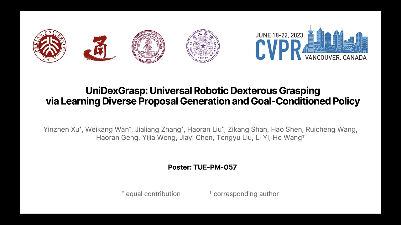 UniDexGrasp: Universal Robotic Dexterous Grasping (CVPR 2023)