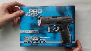 Walther PPQ Airsoft Pistole mit Metallschlitten Federdruck 6 mm < 0,5 Joule 