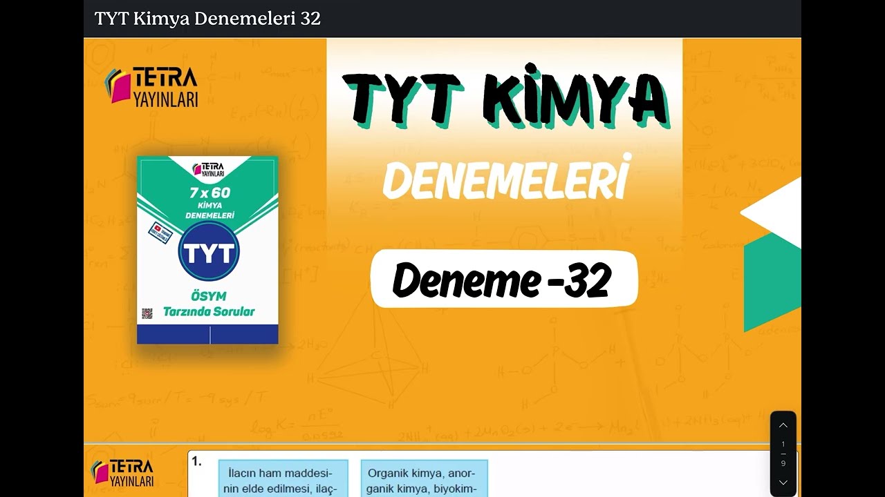 Tetra Yayınları TYT Kimya 32. Deneme Çözümü 🔬 ÖSYM Tarzı Full Anlatım