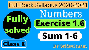 8th tn maths chapter 1 Numbers exercise 1.6 sum 1 6 fully solved 8th std full book new syllabus 8th