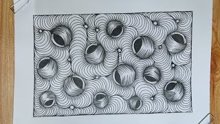 Pattern 516|Zentangle|Zentangle art|Zendoodle art|Line art|Illusion art|Doodle art|Geometric art