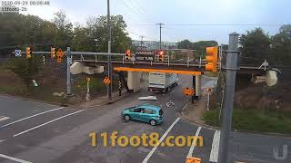 HVAC truck comes in hot and gets stopped cold at the 11foot8+8 bridge