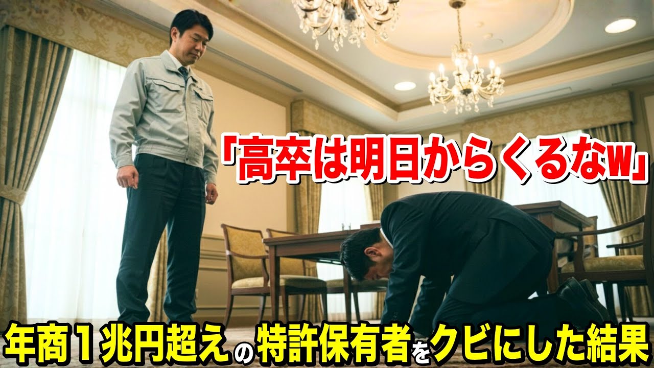 俺が年商1兆円越えの特許保有者と知らない新社長「使えない高卒はクビだからさよならw」俺「いいんだな？」➡︎その場で退職して着信拒否した結果ww【スカッと】【朗読】【感動する話】