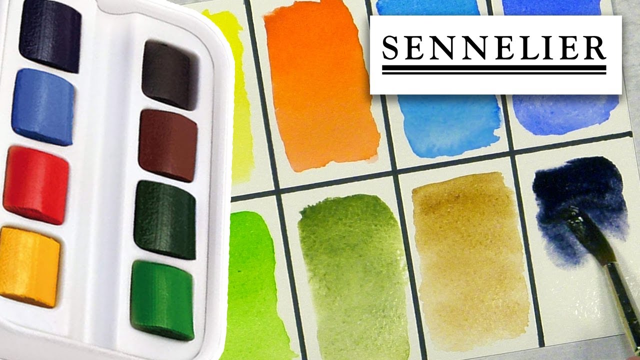 Sennelier French Artists' Watercolor - Aqua Mini, Set of 8 colors, half  pans