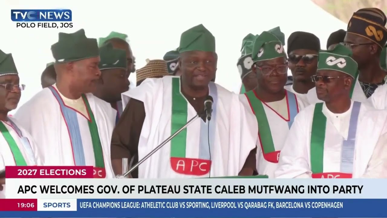 APC Welcomes Gov Of Plateau State, Caleb Mutfwang Into Party