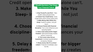 7 wealth decisions that can shape your financial future #shorts #wealth #quotes #financialfreedom