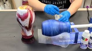 2 easy ways to resin a vase - sealing an acrylic pour on a vase