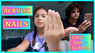 GETTING MY ACRYLICS NAILS DONE FOR MY FIRST DAY OF SCHOOL 💅🎒🏫 #290