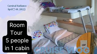 Stateroom 1247 Cabin Tour | Carnival Radiance | Oceanview | Made Up for 5 Guests