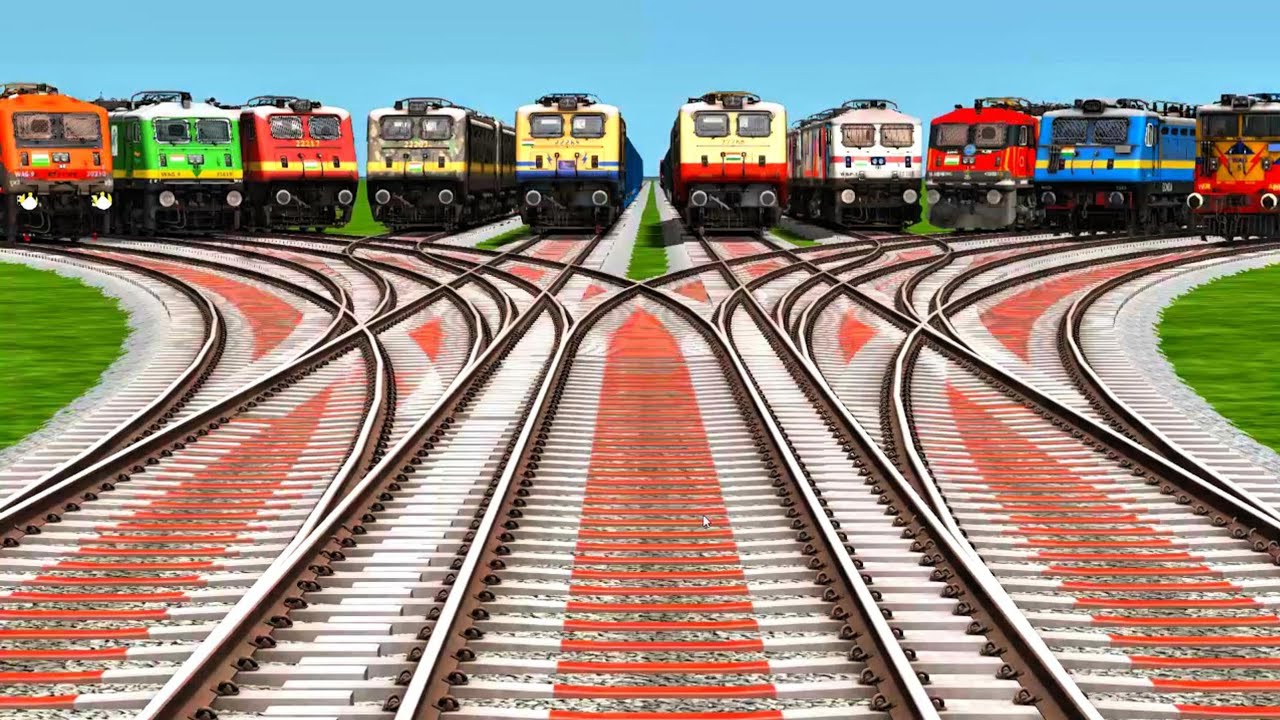 10 TRAINS CROSSING BY CURVEDDIFFERENT TYPES BUMPY RAILROAD |Trains ...