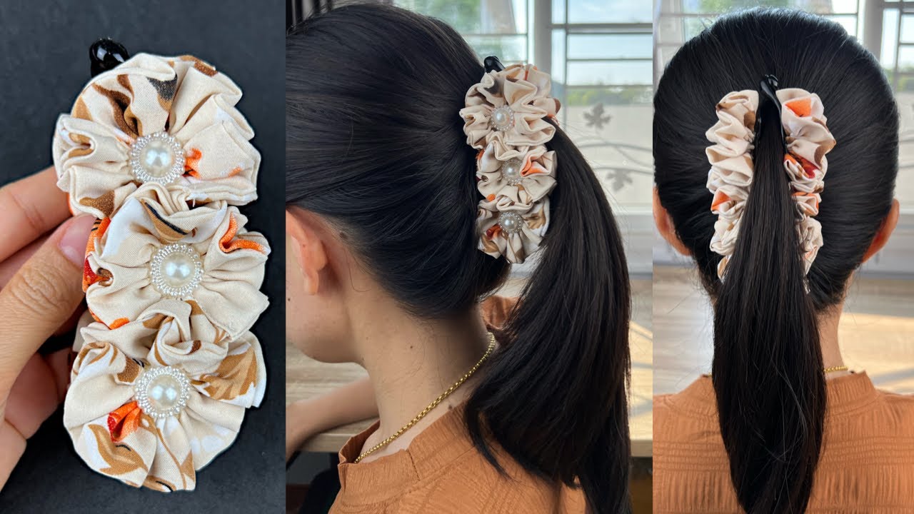 Flowers Hair Clip ✓✓ How to decorate banana hair clip . DIY Hair