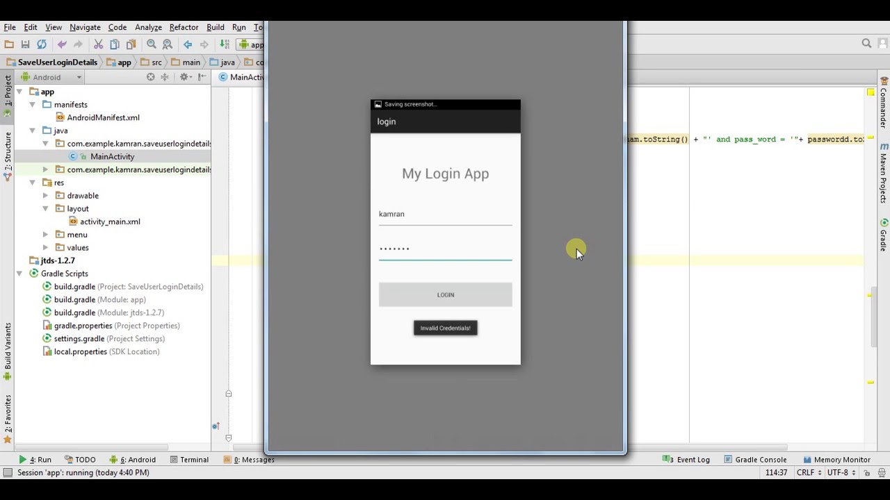 Android Login Application With Mssql Server Using Jdbc