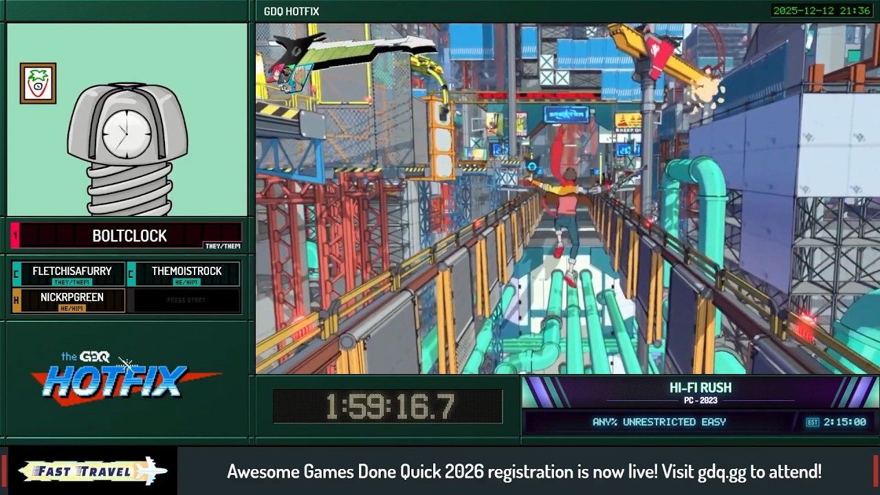 [WR] My first ever GDQ speedrun: Hi-Fi RUSH Any% Unrestricted Easy in 2 ...
