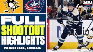 Pittsburgh Penguins at Columbus Blue Jackets | FULL Shootout Highlights - March 30, 2024