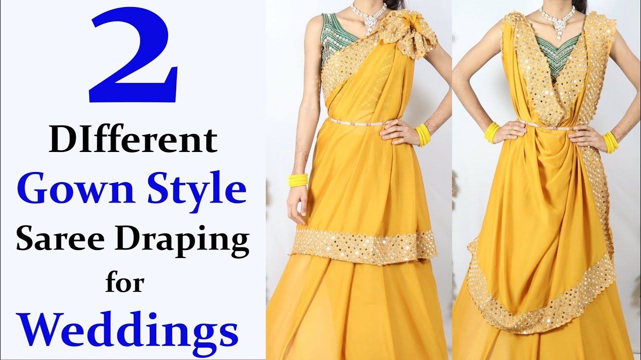 Amezing Party Wear Gown And Saree Style Embroidery And Sequence Work O –  Shine Fashion