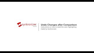 Basic Settings after Comparison-  Synkronizer Excel Compare Tool