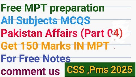 FREE CSS 2025 MPT Preparation | Pakistan affair mcqs#css2026#mptprepration#part(04)css,pms2026