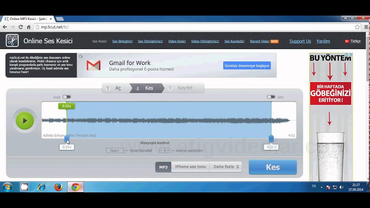 Online, MP3 den kesip iphone zil sesi yapmak YouTube