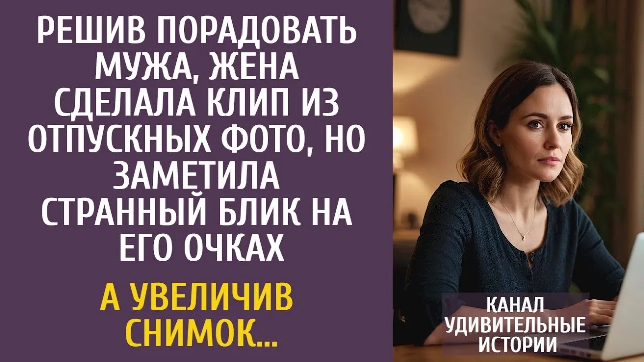 Решив порадовать мужа, жена сделала клип из отпускных фото, но заметила странный блик на его оч