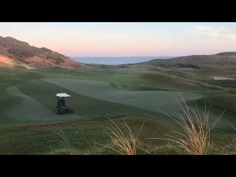 Cutting greens with a heavy dew @oceandunesgolf