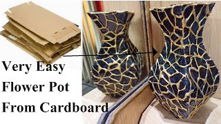 Flower pot making from Cardboard & Newspaper | How to make flower pot (guldasta)
