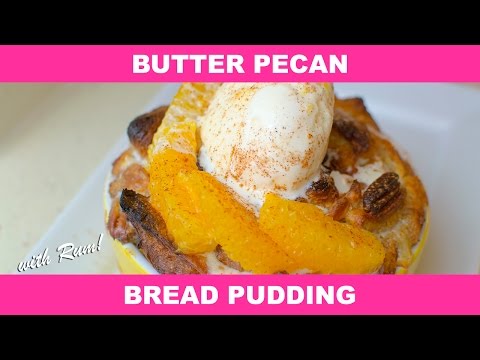 Butter Pecan Ice-cream Bread Pudding with Rum